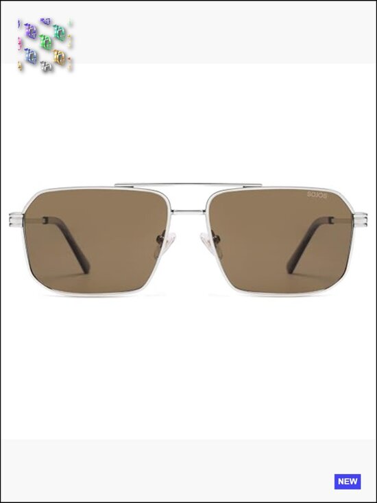 Retro Polarized Square Sunglasses Vintage Double Bridge UV Protection main image 5